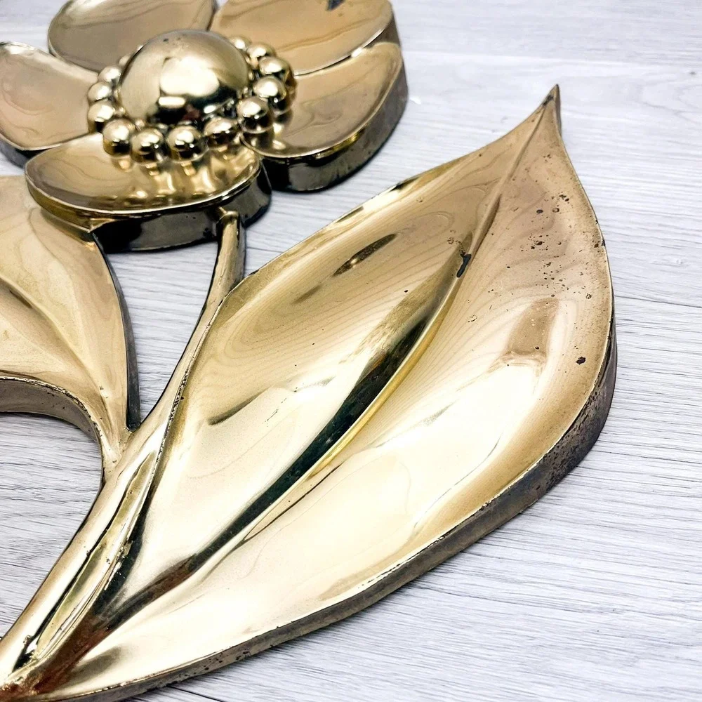 Vintage Syroco Faux Brass Flower Wall Decor -‎ Mid-Century Modern